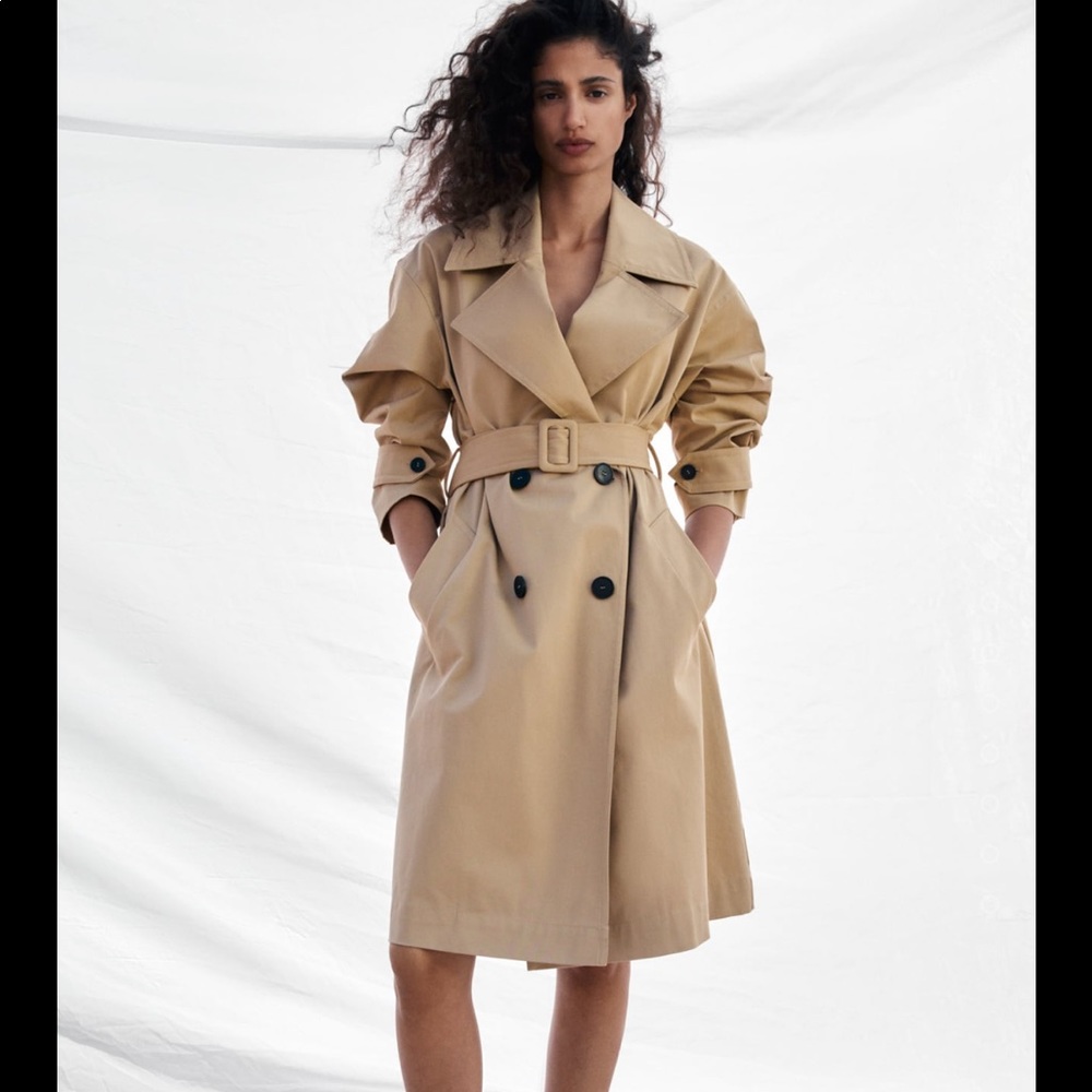 NWT ZARA TRENCH COAT WITH BELT M
